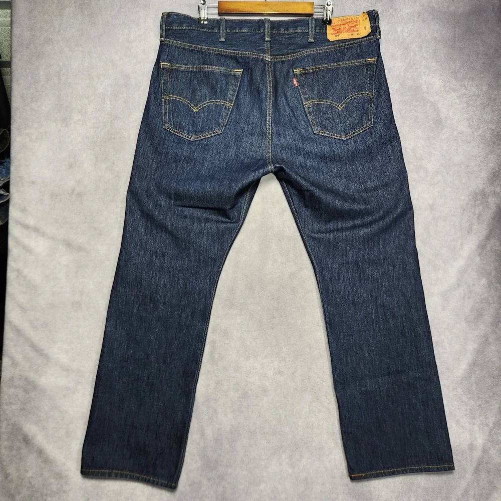 Levis 501 Original Fit Mens Jeans 38x30 Dark Wash‎ Button Fly Straight Leg